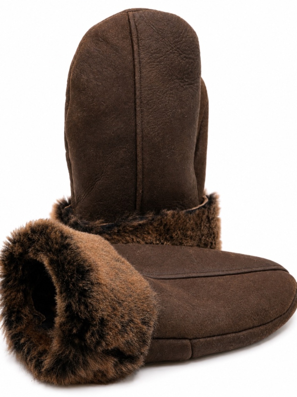 Vintage Shearling Sheepskin Leather Mittens – Winter Fur Mittens